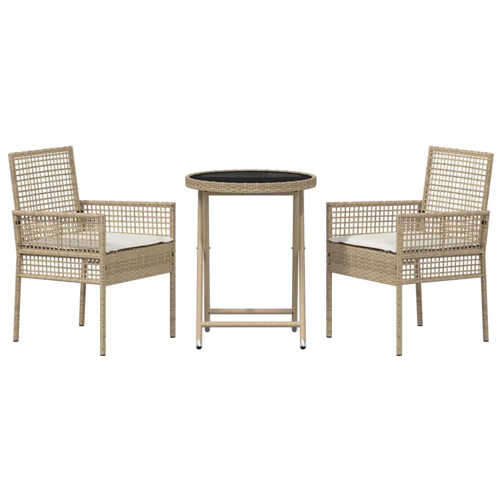 Kert Bistro Készlet 3 pcs Bézs polirattan