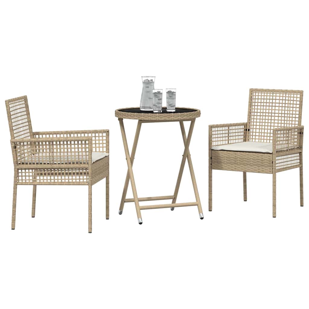 Kert Bistro Készlet 3 pcs Bézs polirattan