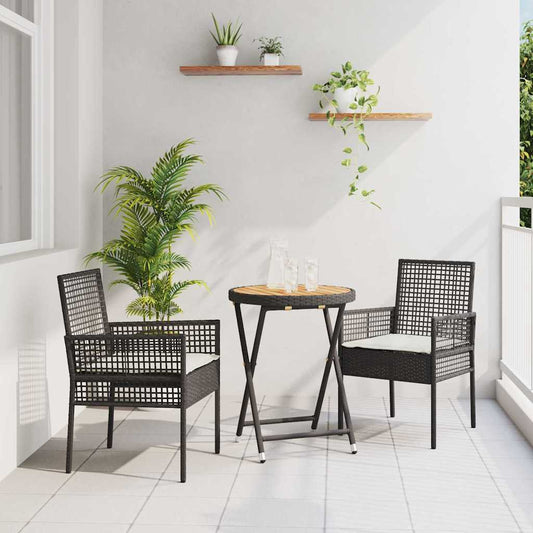 Kert Bistro Készlet 3 pcs Fekete polirattan