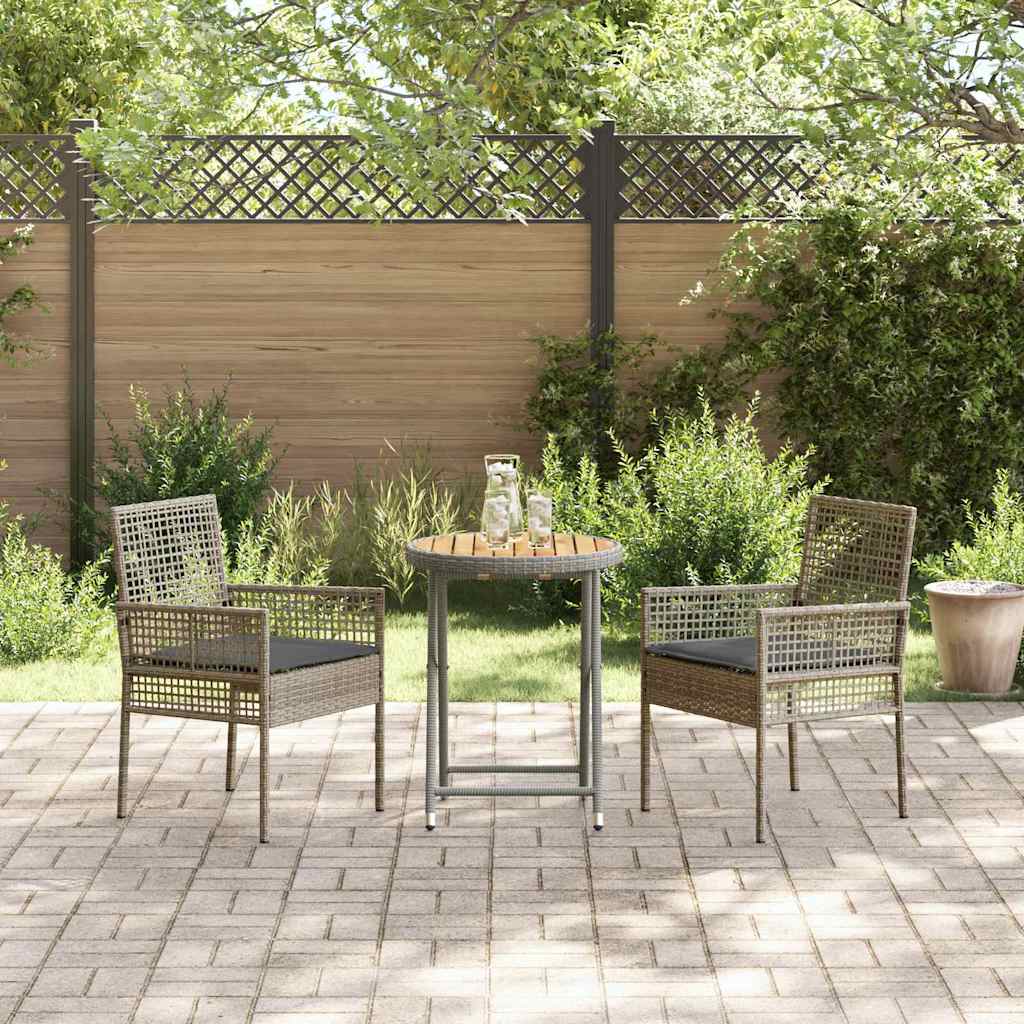 Kert Bistro Készlet 3 pcs Szürke polirattan