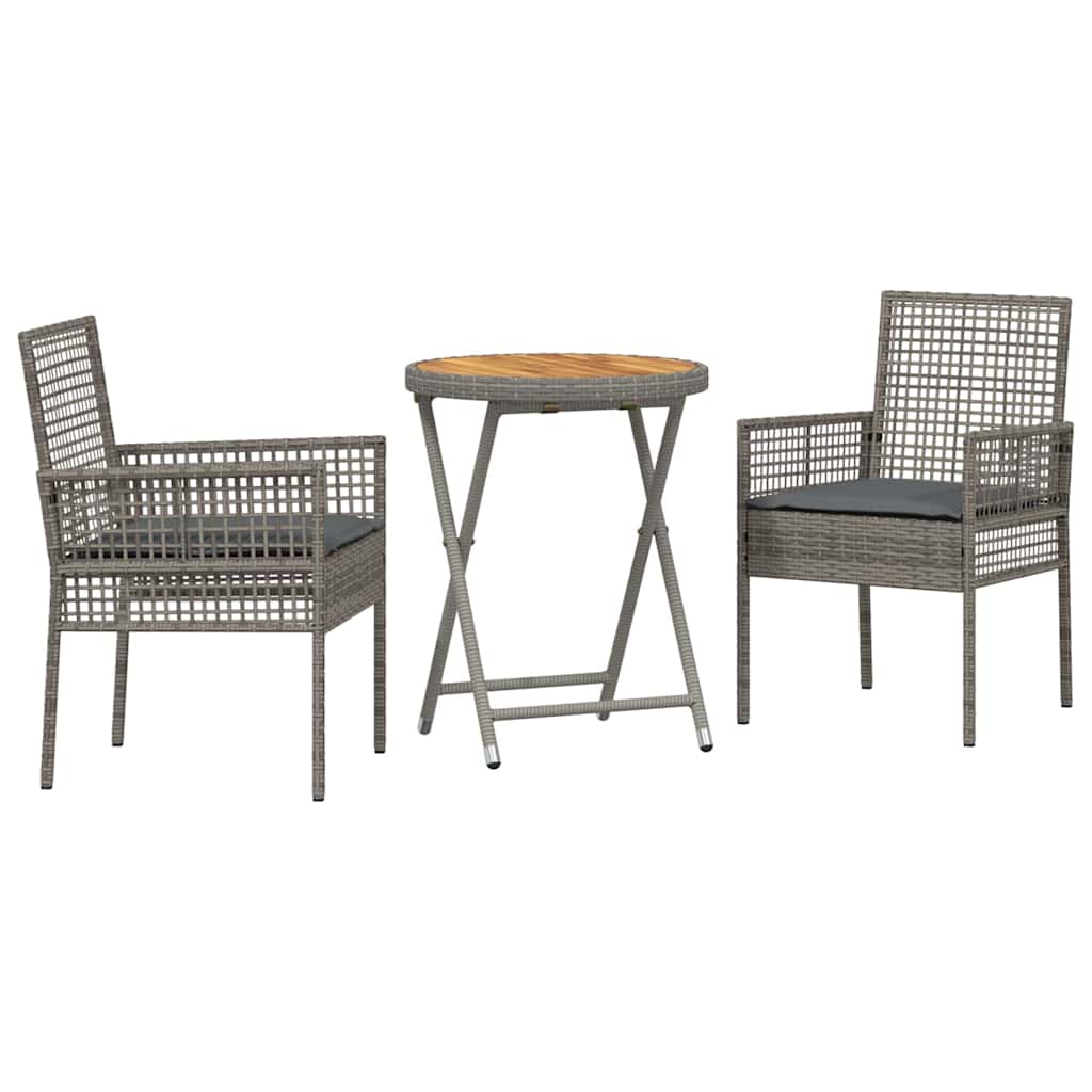 Kert Bistro Készlet 3 pcs Szürke polirattan