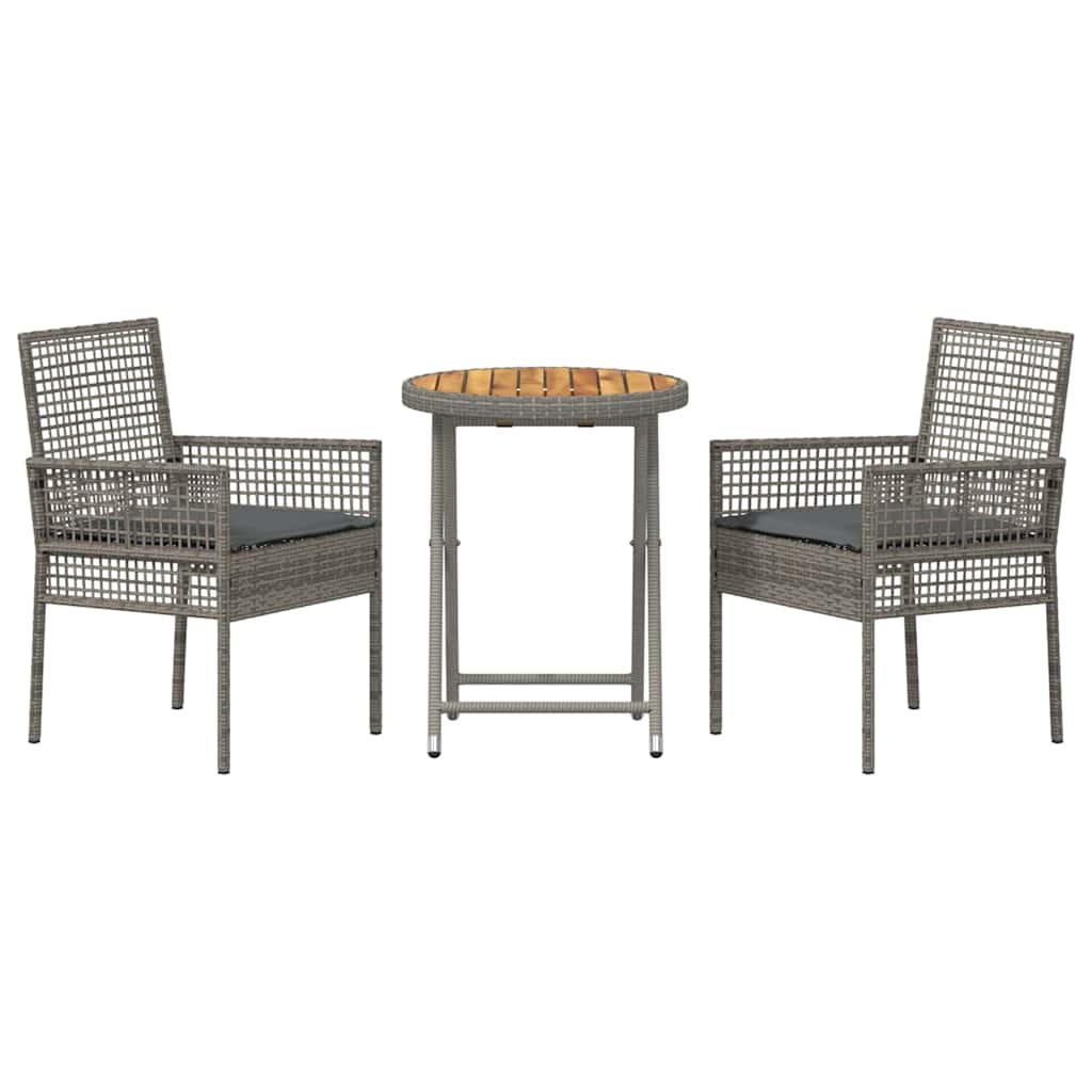 Kert Bistro Készlet 3 pcs Szürke polirattan