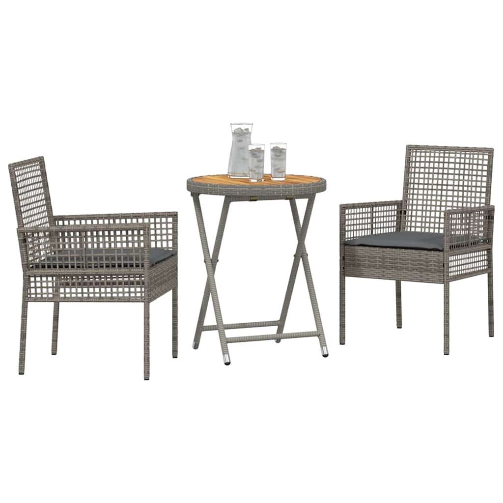 Kert Bistro Készlet 3 pcs Szürke polirattan