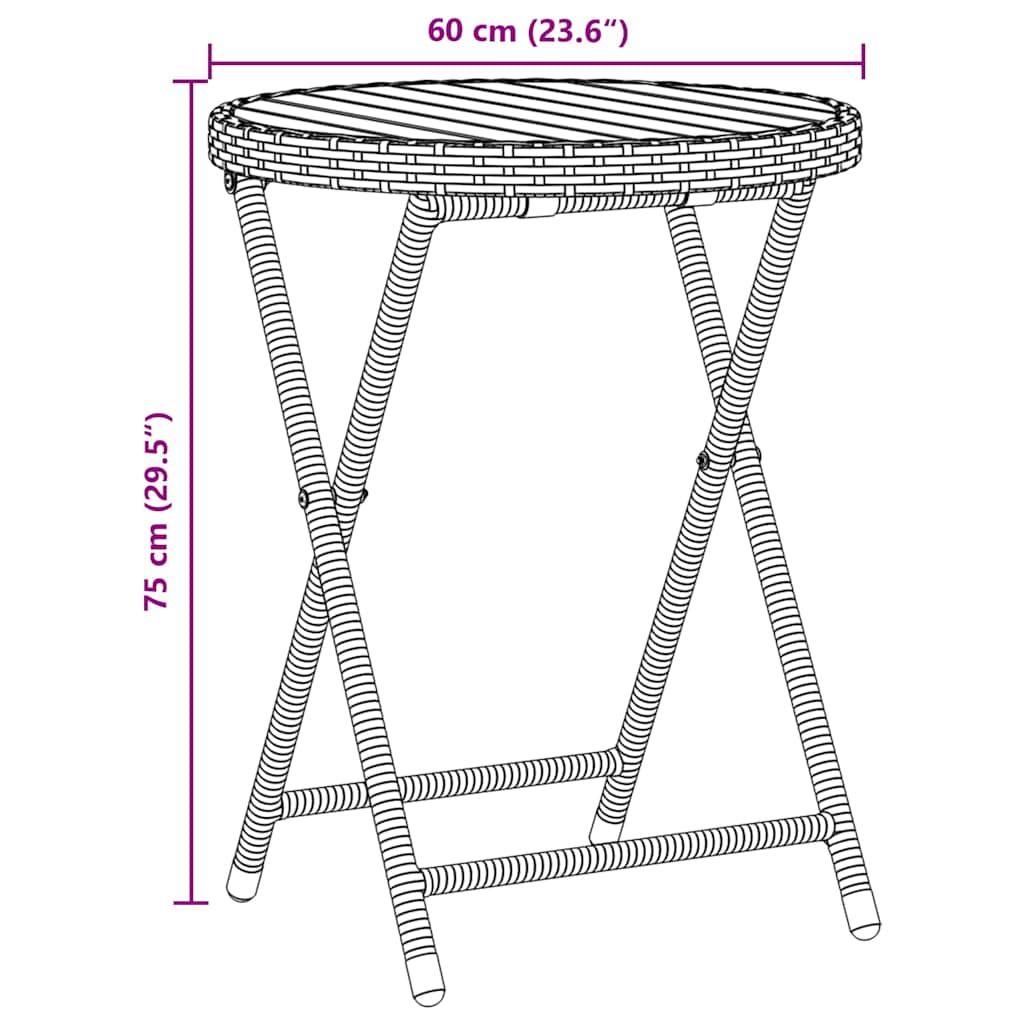 Kert Bistro Készlet 3 pcs Szürke polirattan