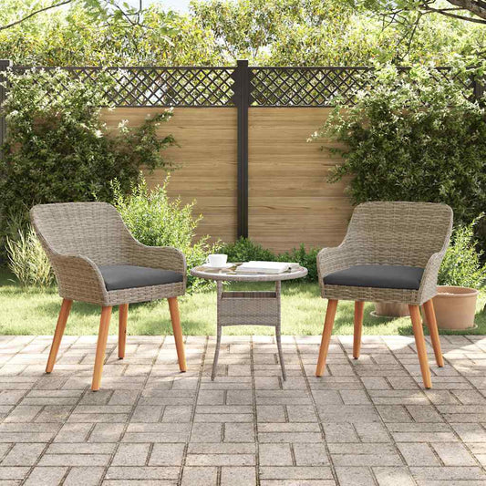 Kerti Szék párnával 2 pcs Fekete 62.5 x 55 x 82 cm polirattan