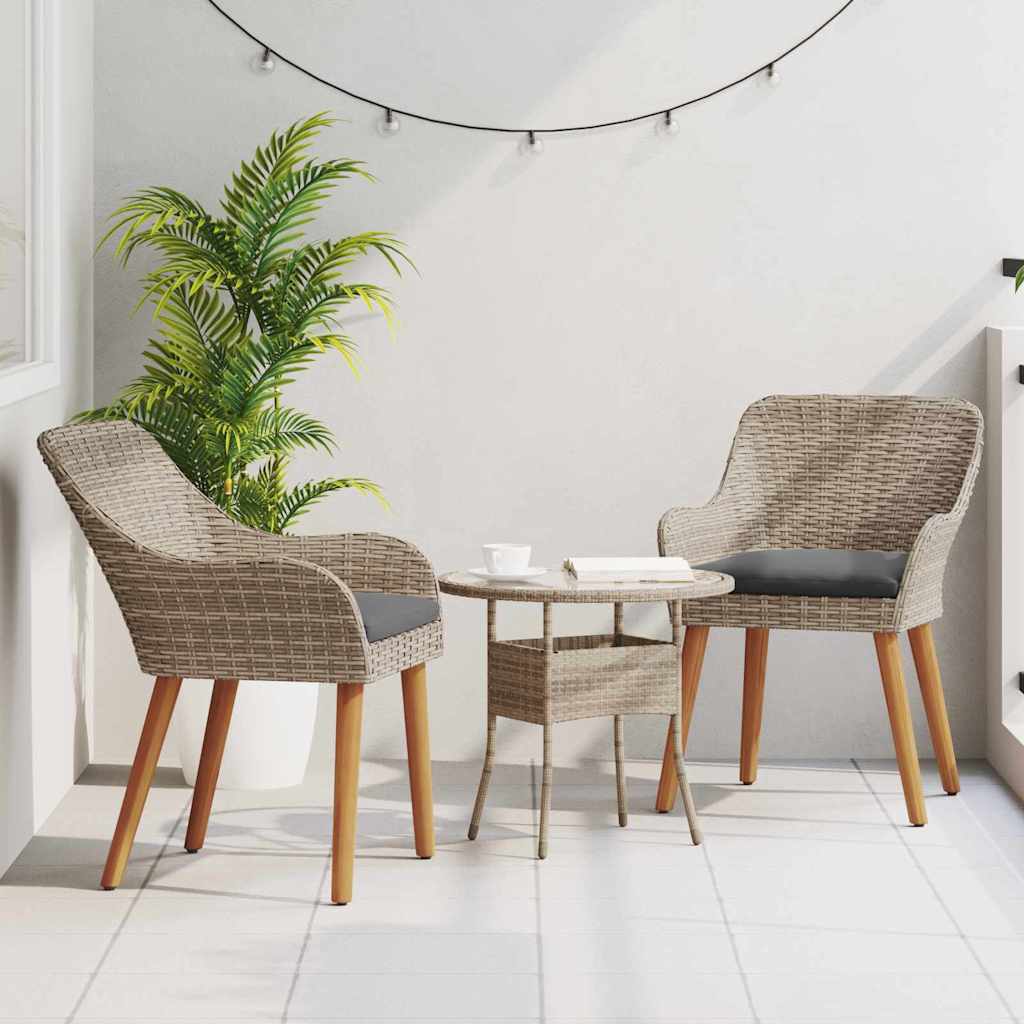 Kerti Szék párnával 2 pcs Fekete 62.5 x 55 x 82 cm polirattan