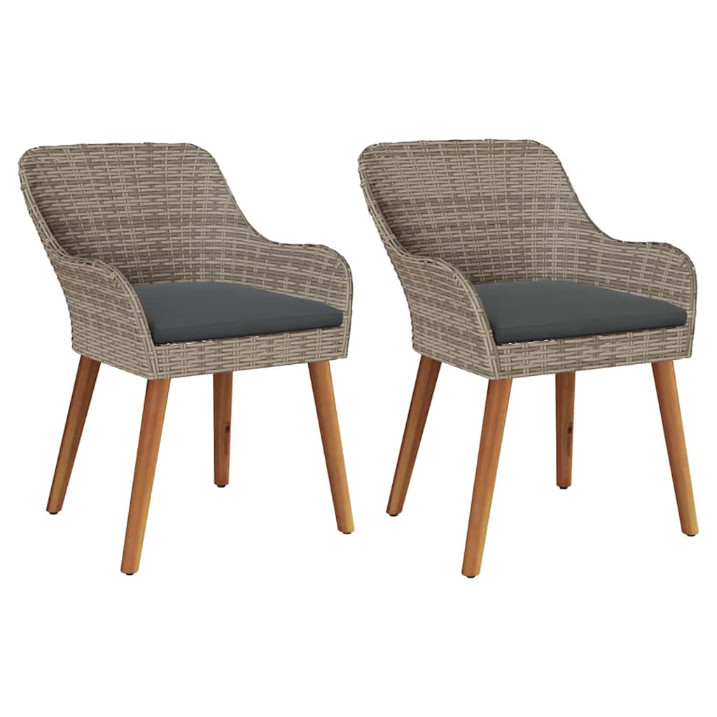 Kerti Szék párnával 2 pcs Fekete 62.5 x 55 x 82 cm polirattan