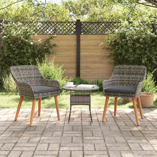 Kerti Szék párnával 2 pcs Szürke 62.5 x 55 x 82 cm polirattan