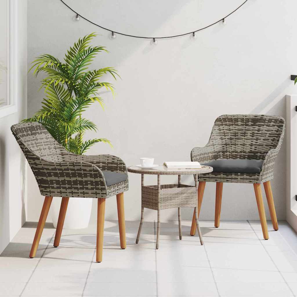 Kerti Szék párnával 2 pcs Szürke 62.5 x 55 x 82 cm polirattan