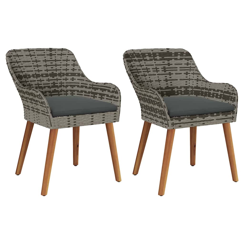 Kerti Szék párnával 2 pcs Szürke 62.5 x 55 x 82 cm polirattan