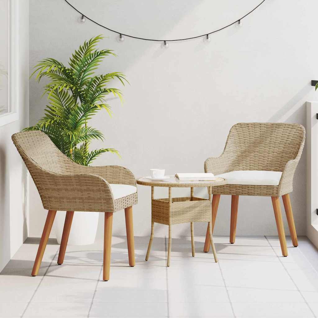 Kerti Szék párnával 2 pcs Bézs 62.5 x 55 x 82 cm polirattan