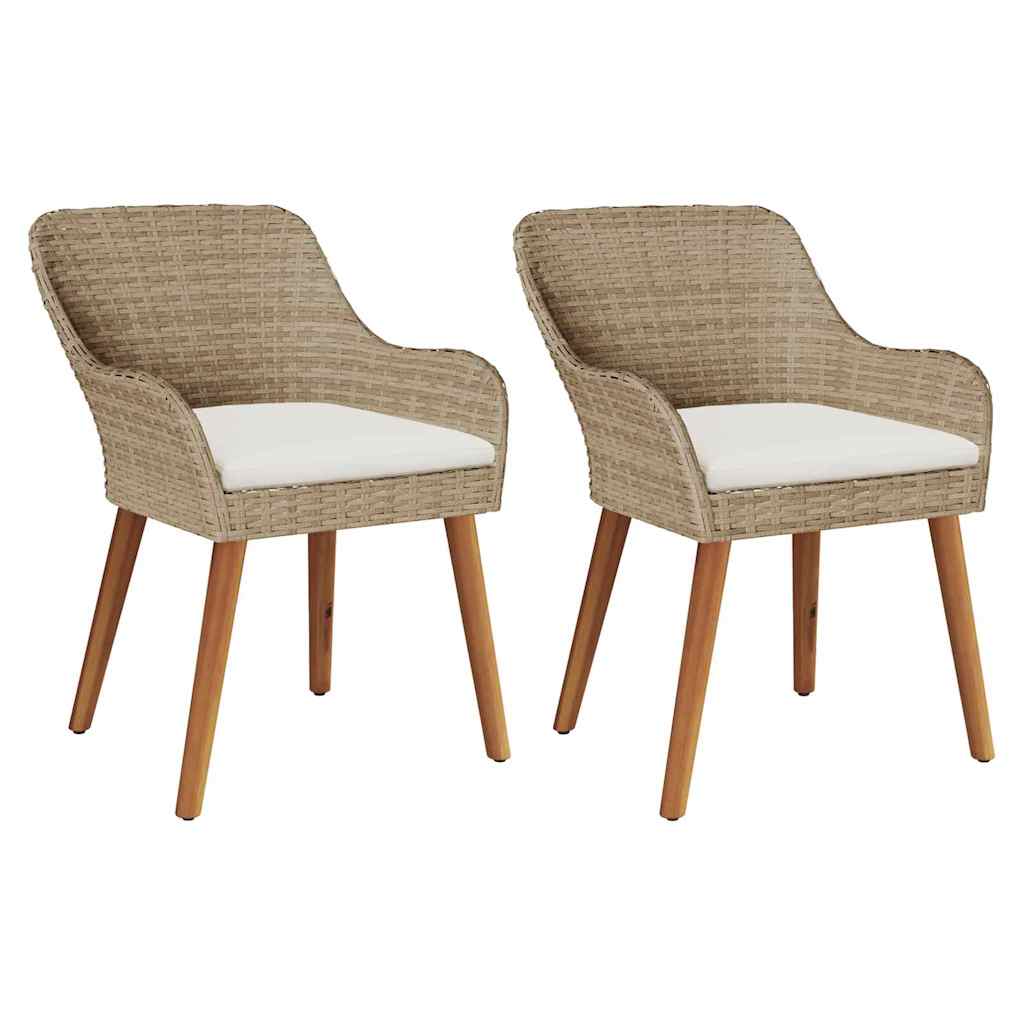 Kerti Szék párnával 2 pcs Bézs 62.5 x 55 x 82 cm polirattan