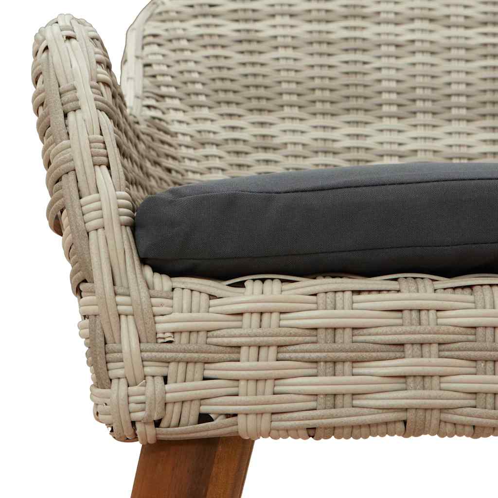 Kerti Szék 2 pcs Világosszürke 62.5 x 55 x 82 cm polirattan