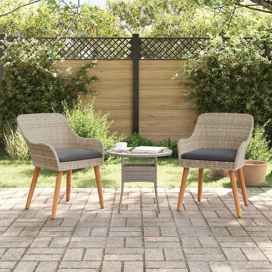 Kerti Szék 2 pcs Világosszürke 62.5 x 55 x 82 cm polirattan