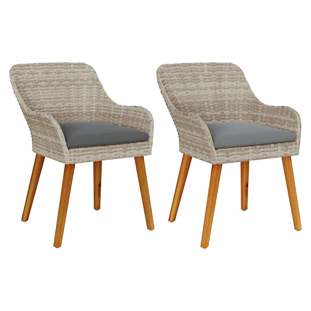 Kerti Szék 2 pcs Világosszürke 62.5 x 55 x 82 cm polirattan
