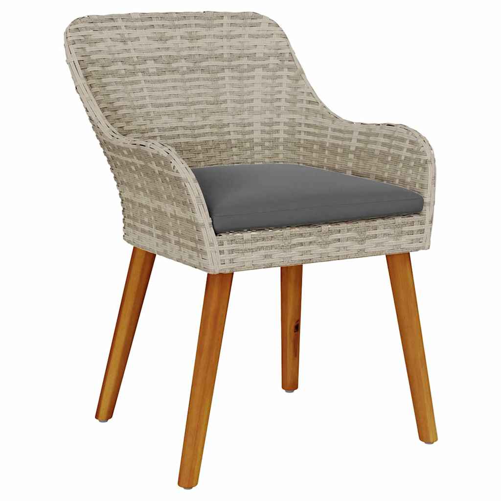 Kerti Szék 2 pcs Világosszürke 62.5 x 55 x 82 cm polirattan