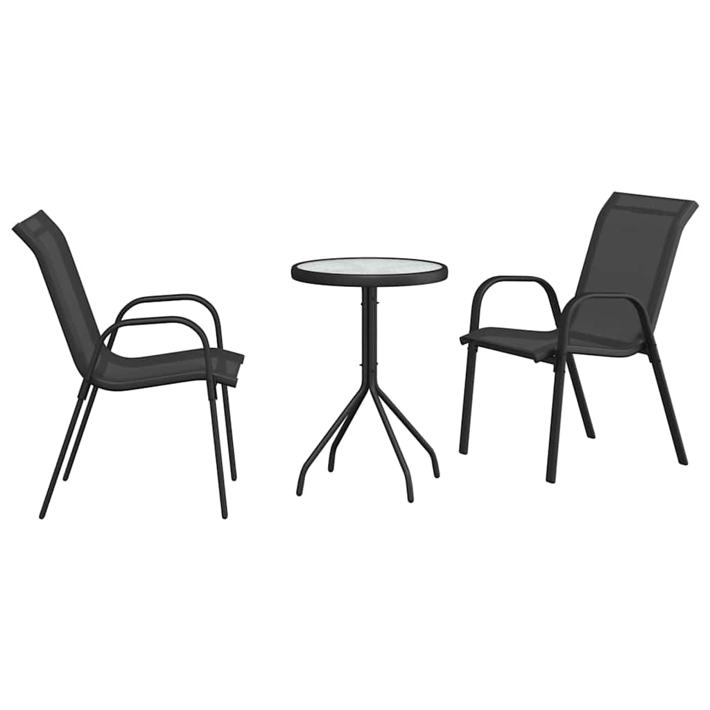 Kert Bistro Készlet 3 pcs Fekete Acél