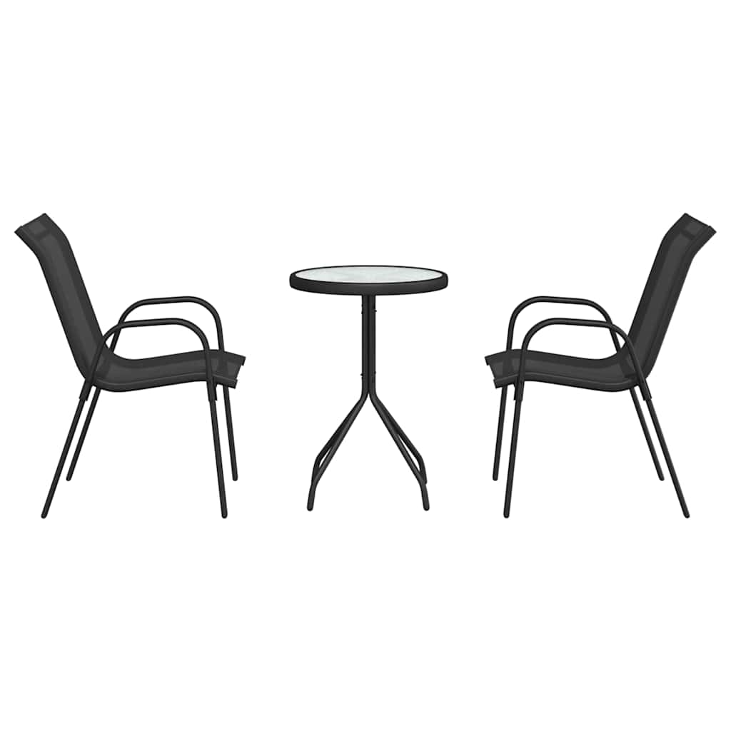 Kert Bistro Készlet 3 pcs Fekete Acél