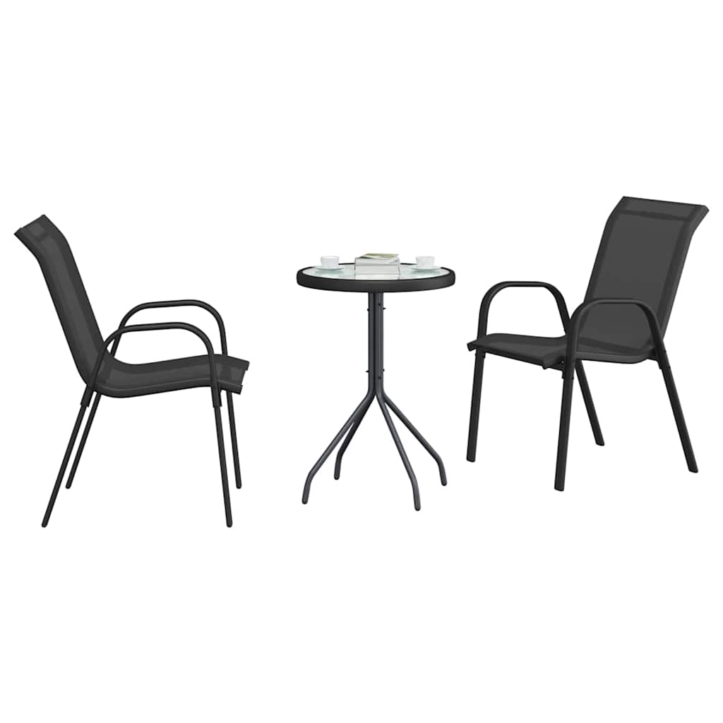 Kert Bistro Készlet 3 pcs Fekete Acél