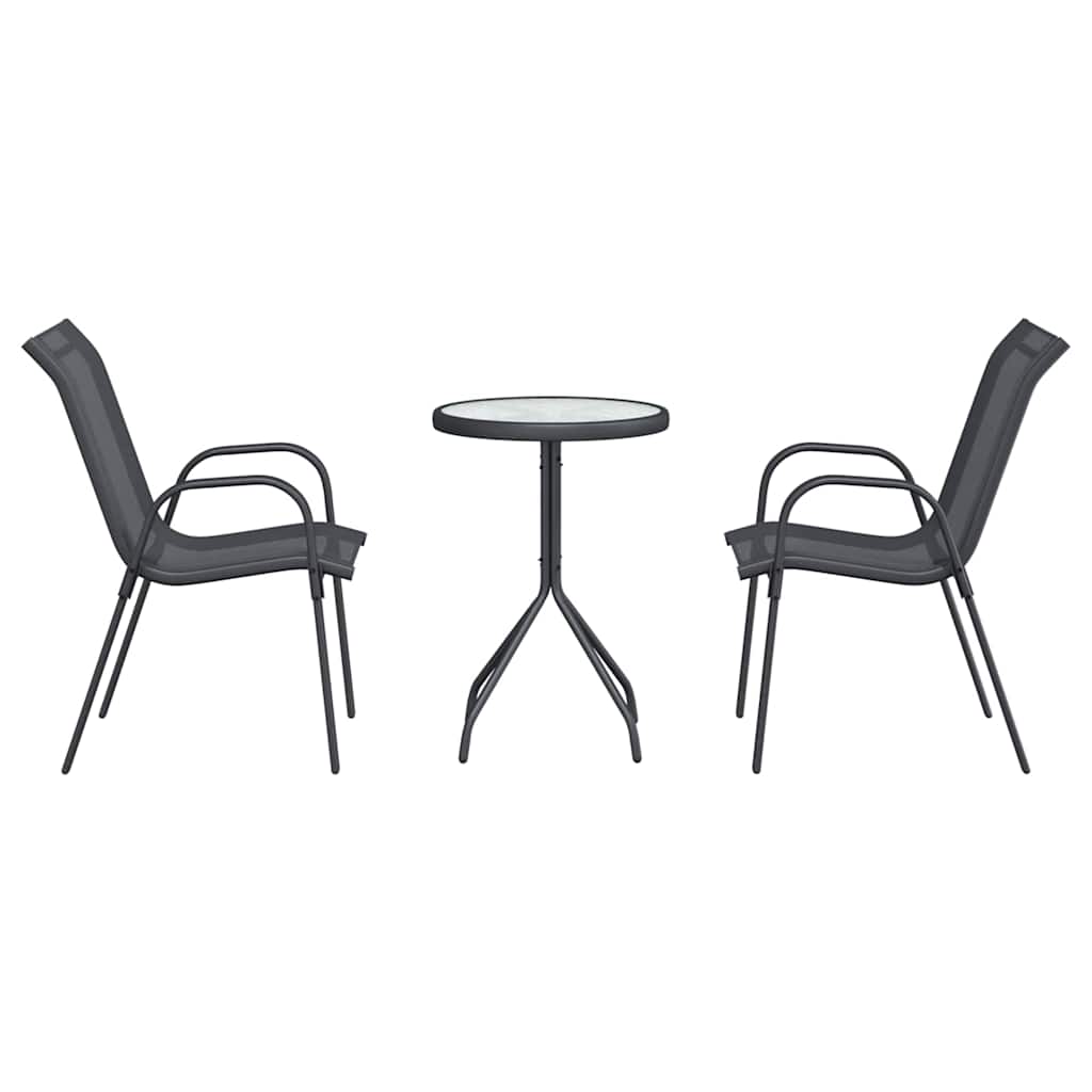 Kert Bistro Készlet 3 pcs Szürke Acél