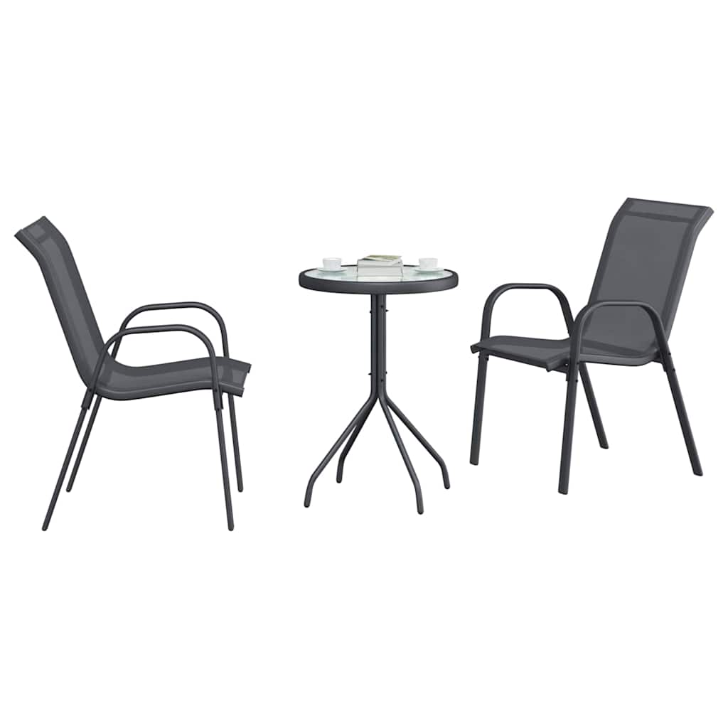 Kert Bistro Készlet 3 pcs Szürke Acél