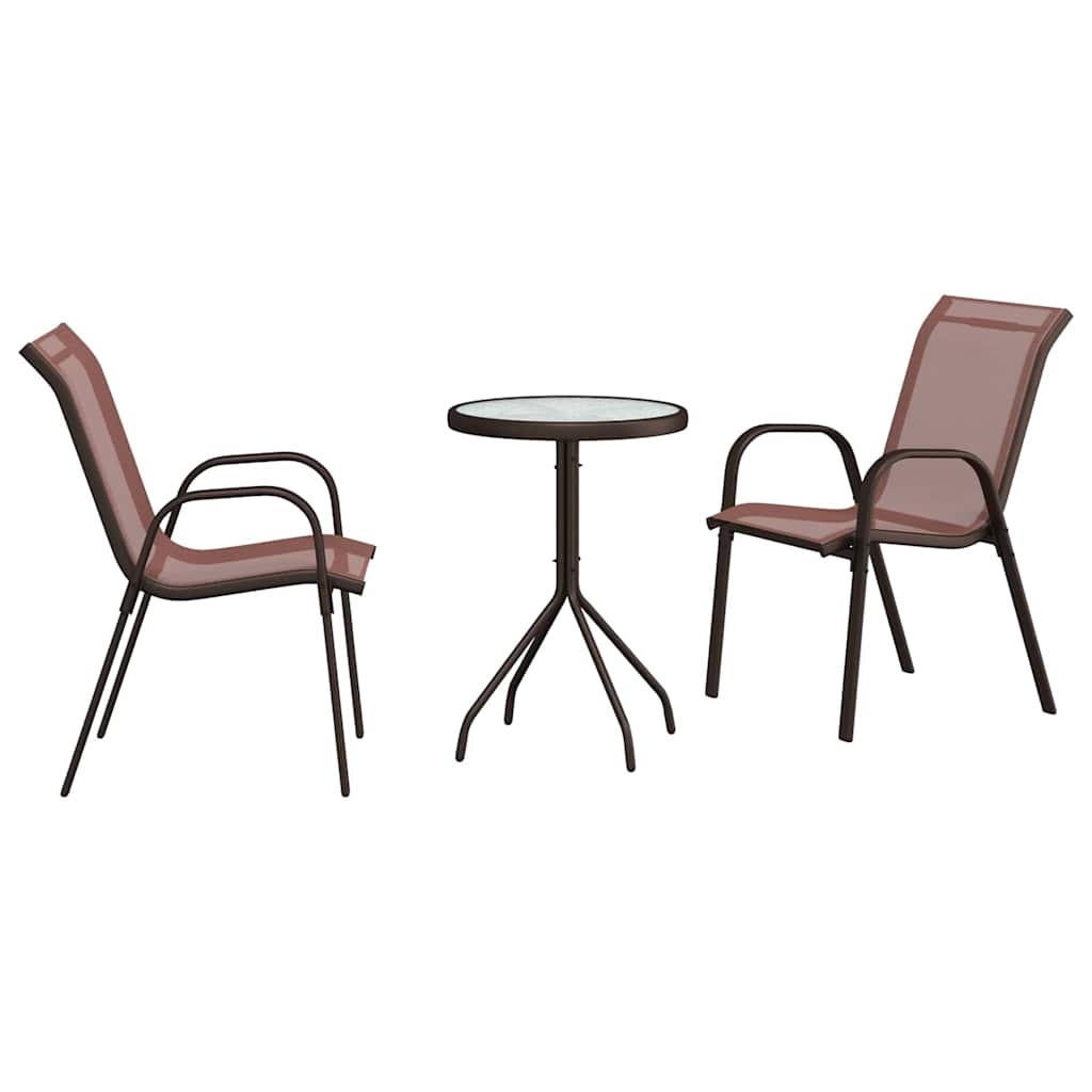 Kert Bistro Készlet 3 pcs Barna Acél