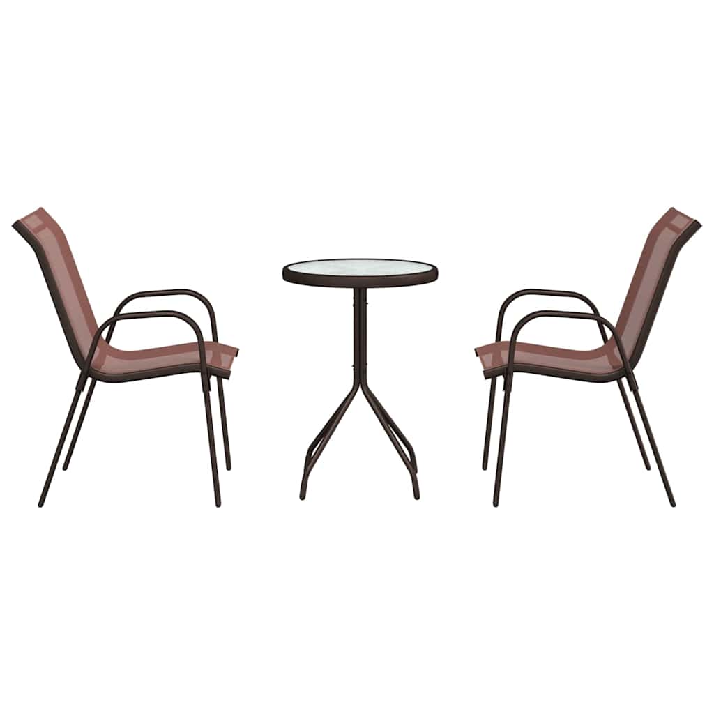 Kert Bistro Készlet 3 pcs Barna Acél