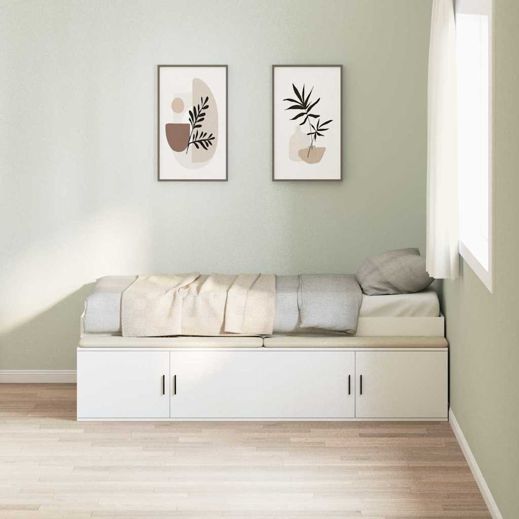 Ágykeret fiókkal tárolóval Fehér 100 x 200 cm Faanyag