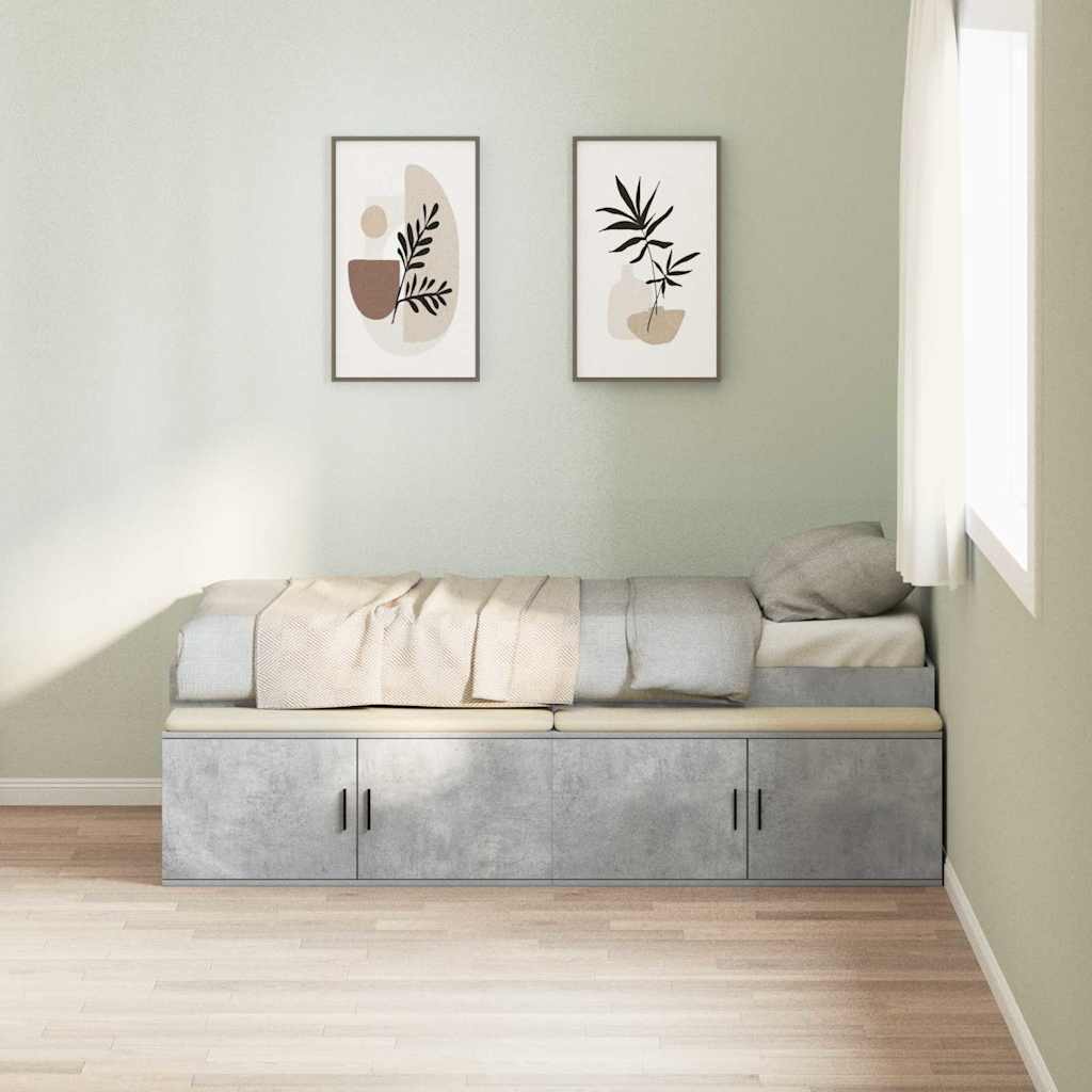 Ágykeret fiókkal tárolóval Beton Szürke 100 x 200 cm Faanyag
