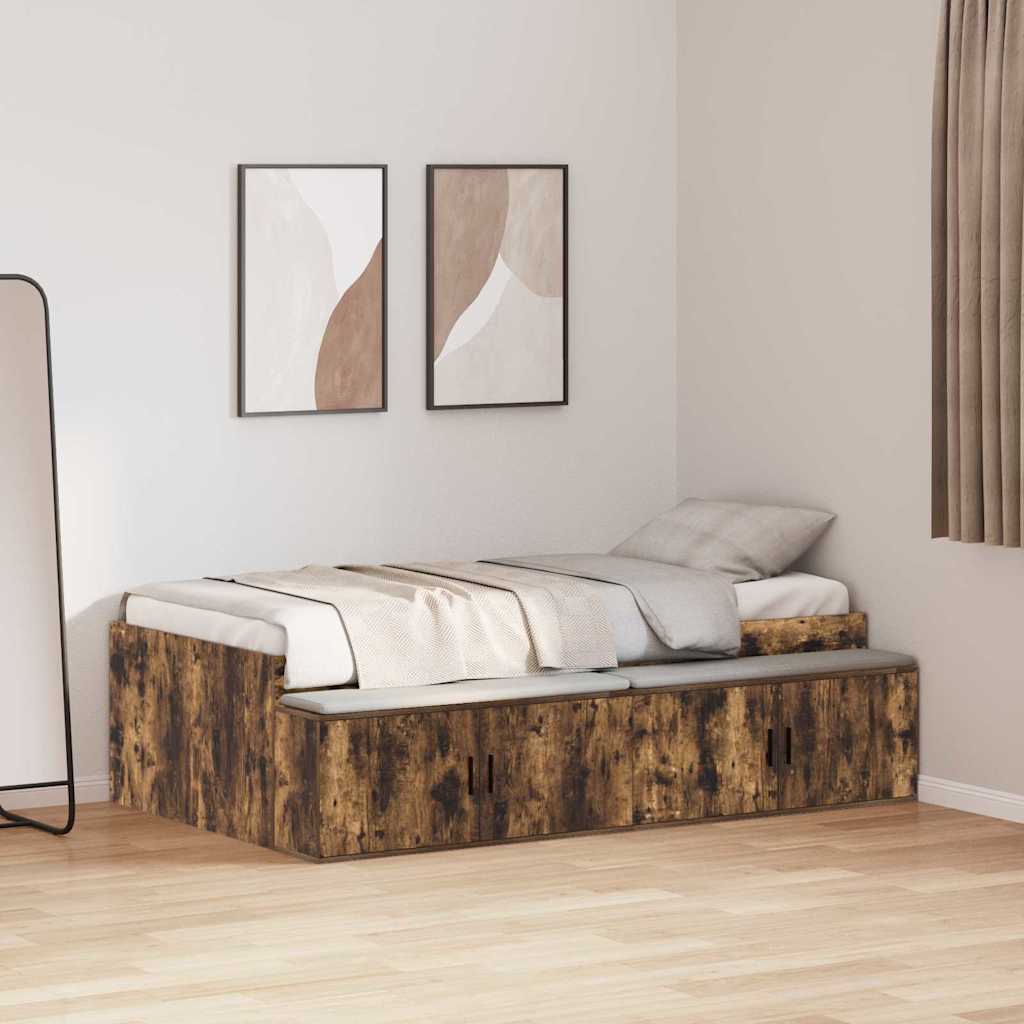 Ágykeret fiókkal tárolóval Füstölt tölgy 90 x 200 cm Faanyag
