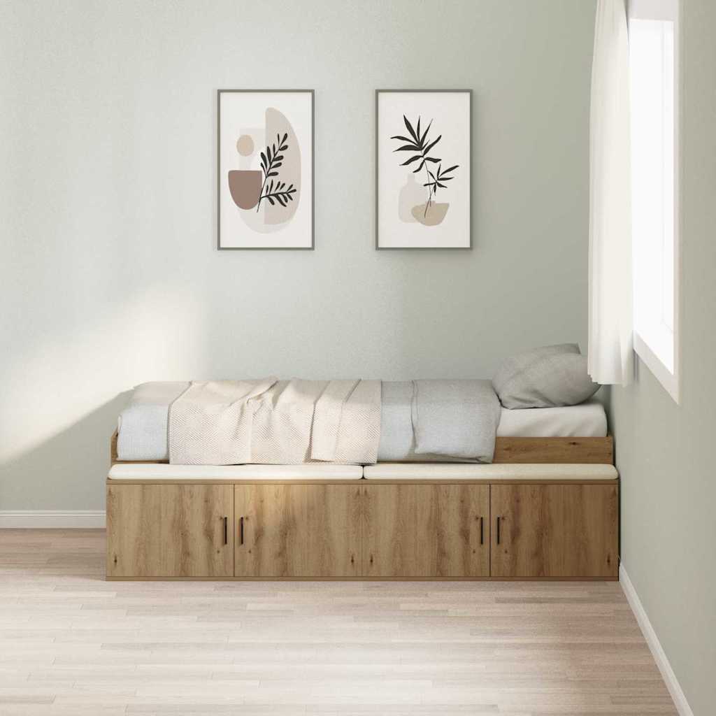 Ágykeret fiókkal tárolóval Artisan tölgy 90 x 200 cm Szerelt Fa