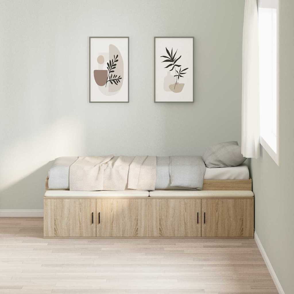Ágykeret fiókkal tárolóval Sonoma tölgy 80 x 200 cm Szerelt Fa