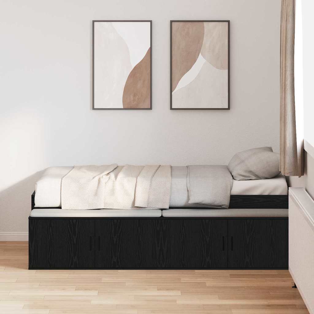 Ágykeret fiókkal tárolóval Fekete tölgy 90 x 190 cm Szerelt Fa