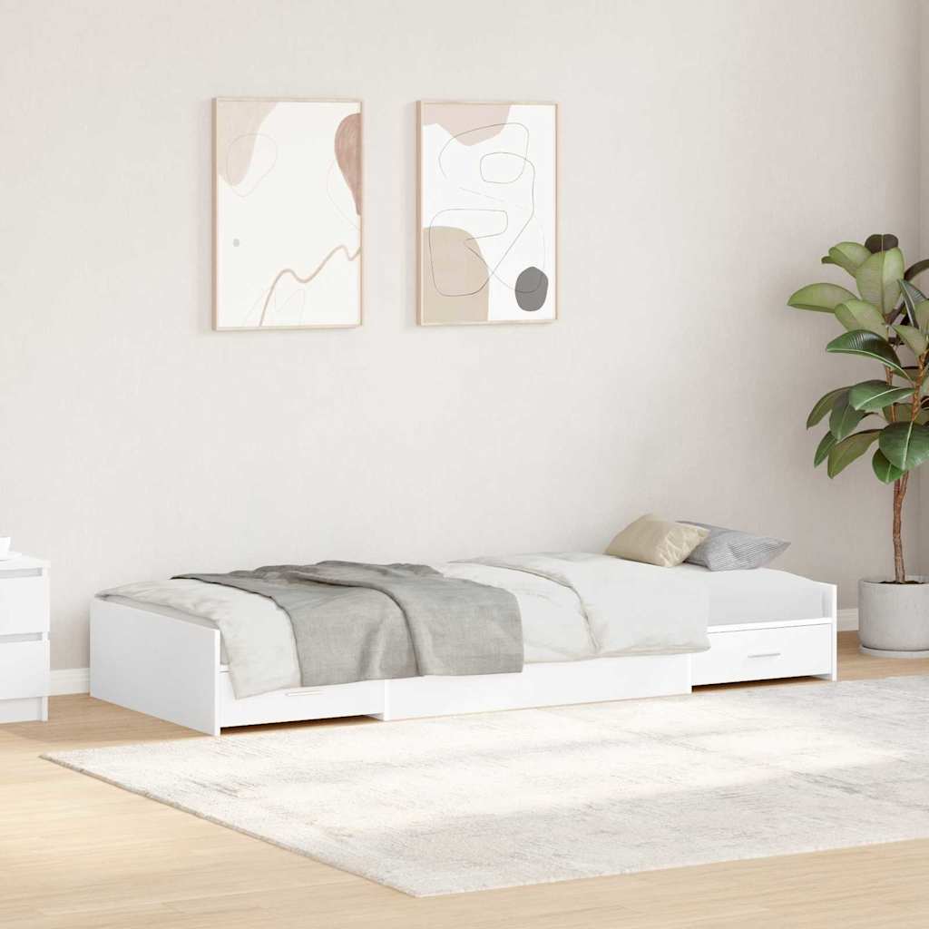 Ágykeret fiókkal fejtámlával Fehér 80 x 200 cm Szerelt Fa