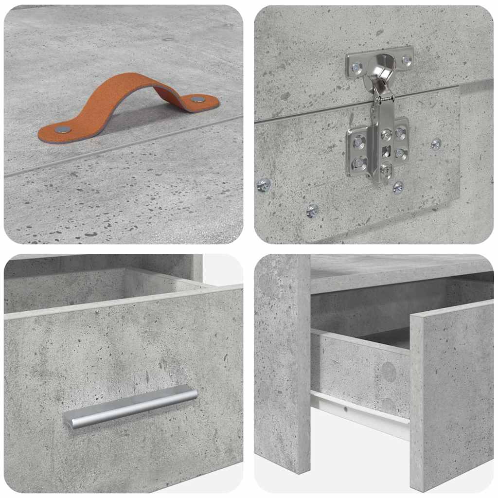 Ágykeret fiókkal tárolóval Beton Szürke 75 x 190 cm Szerelt Fa