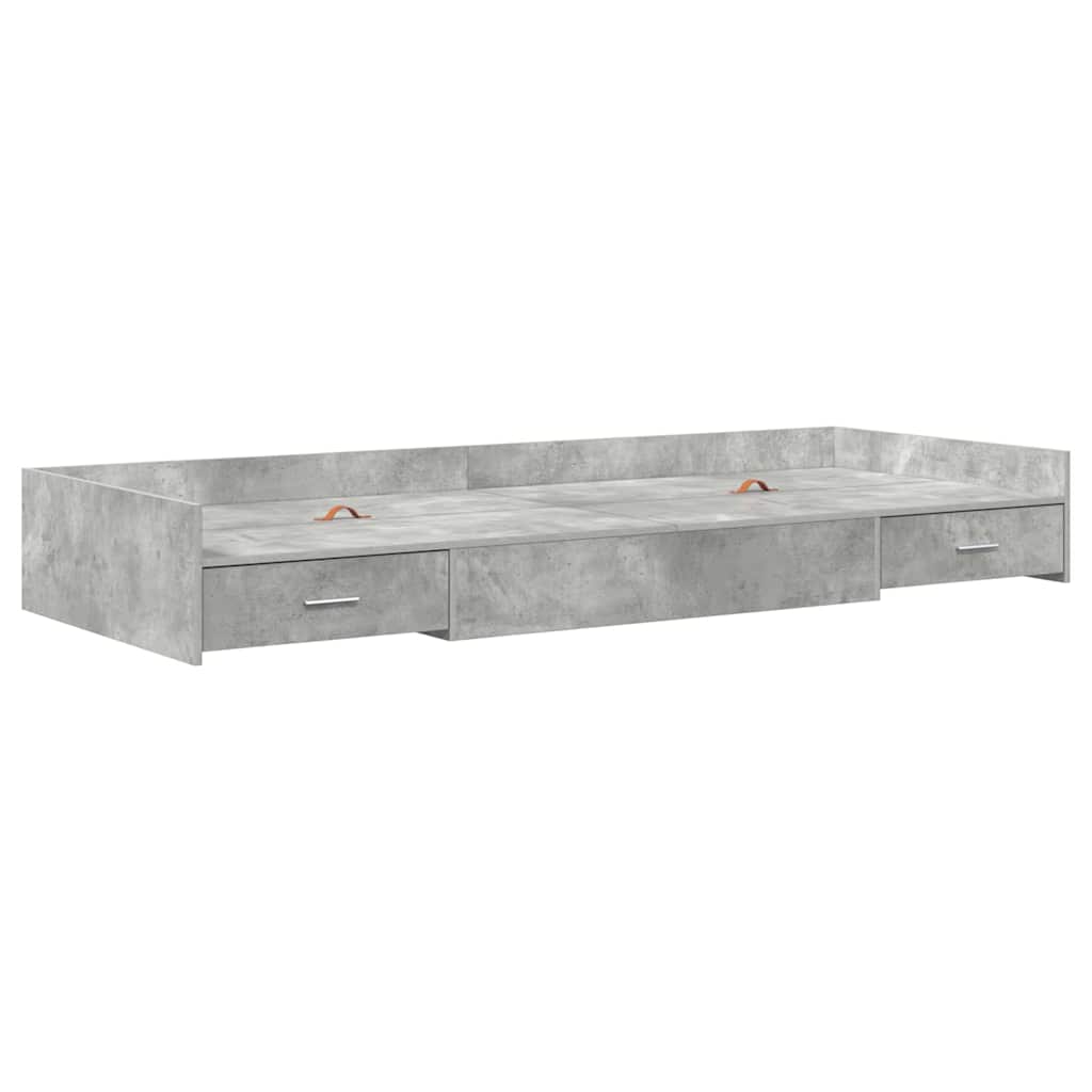Ágykeret fiókkal tárolóval Beton Szürke 75 x 190 cm Szerelt Fa