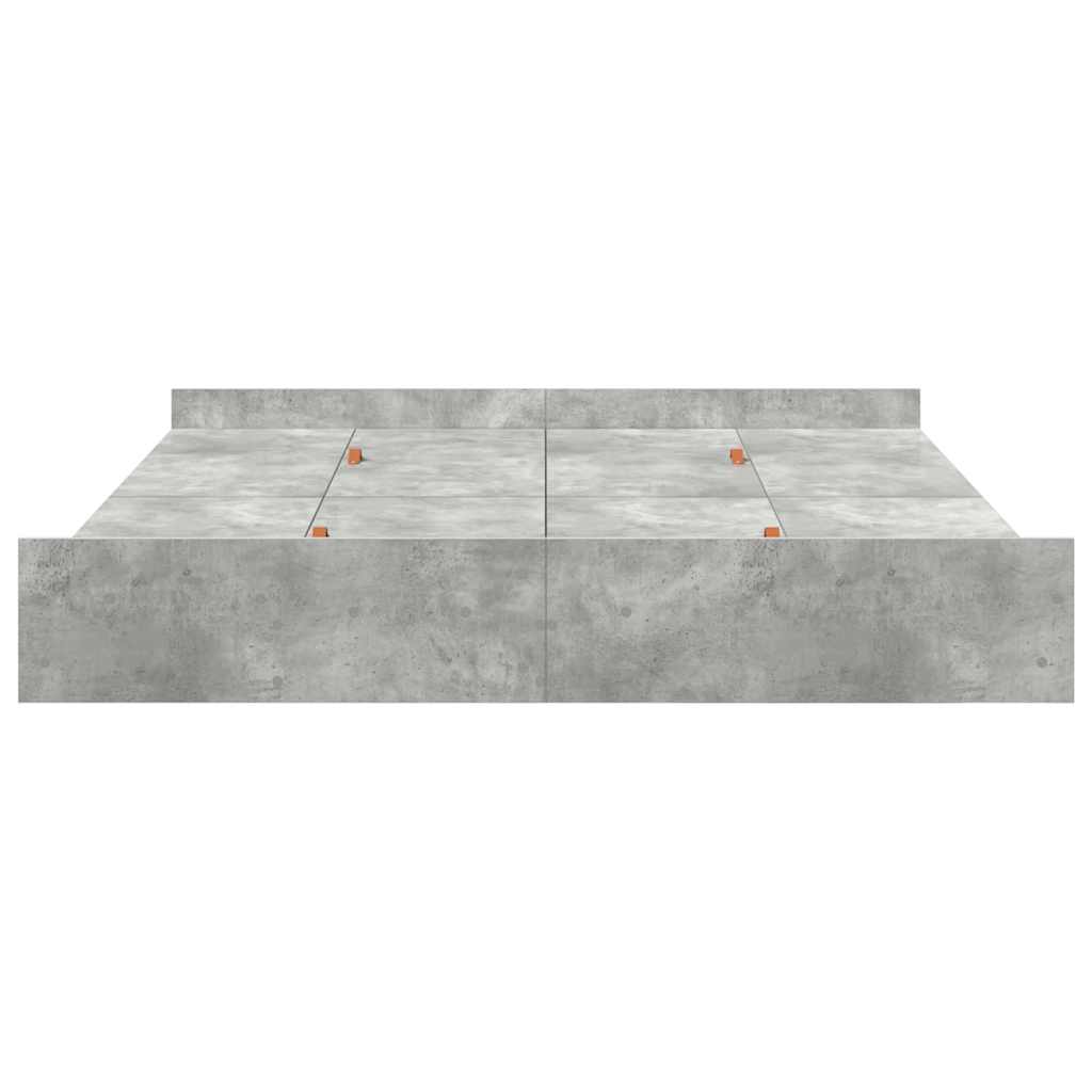Ágykeret tárolóval fiókkal Beton Szürke 200 x 200 cm Szerelt Fa