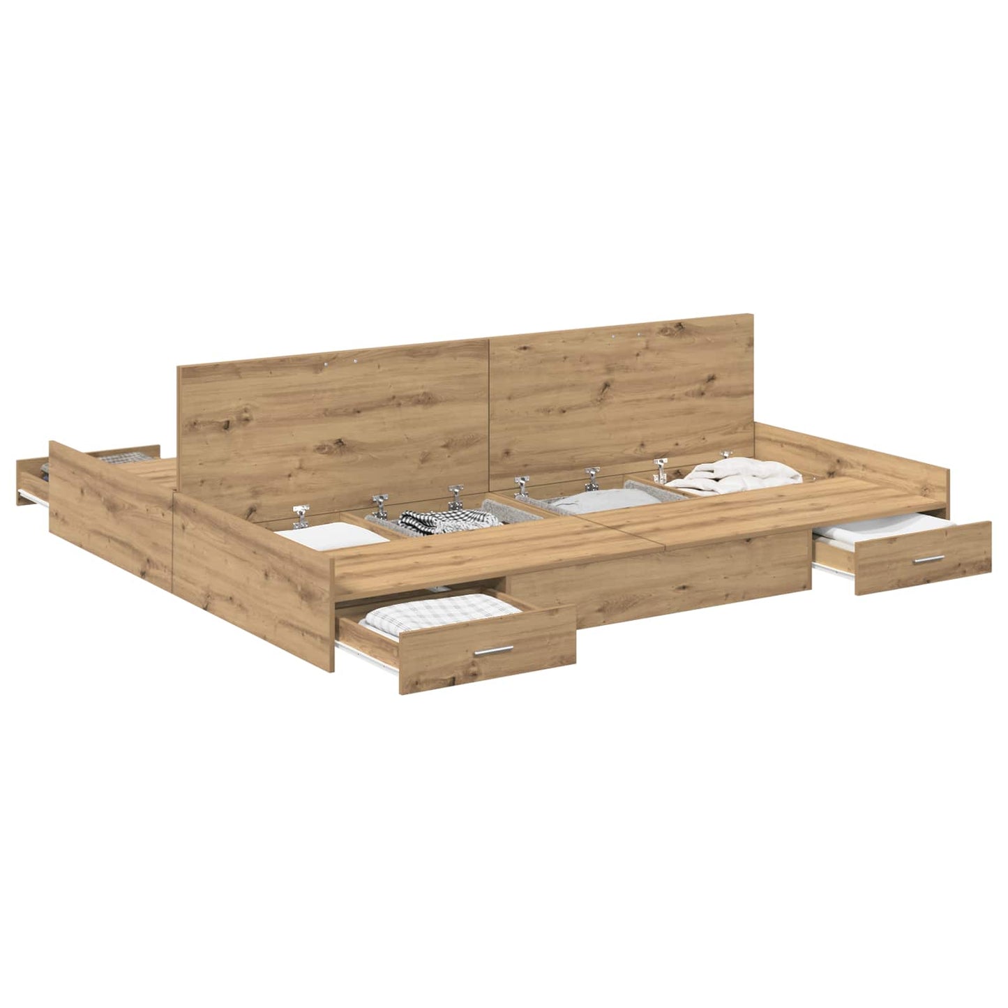 Ágykeret tárolóval Artisan tölgy 200 x 200 cm Szerelt Fa
