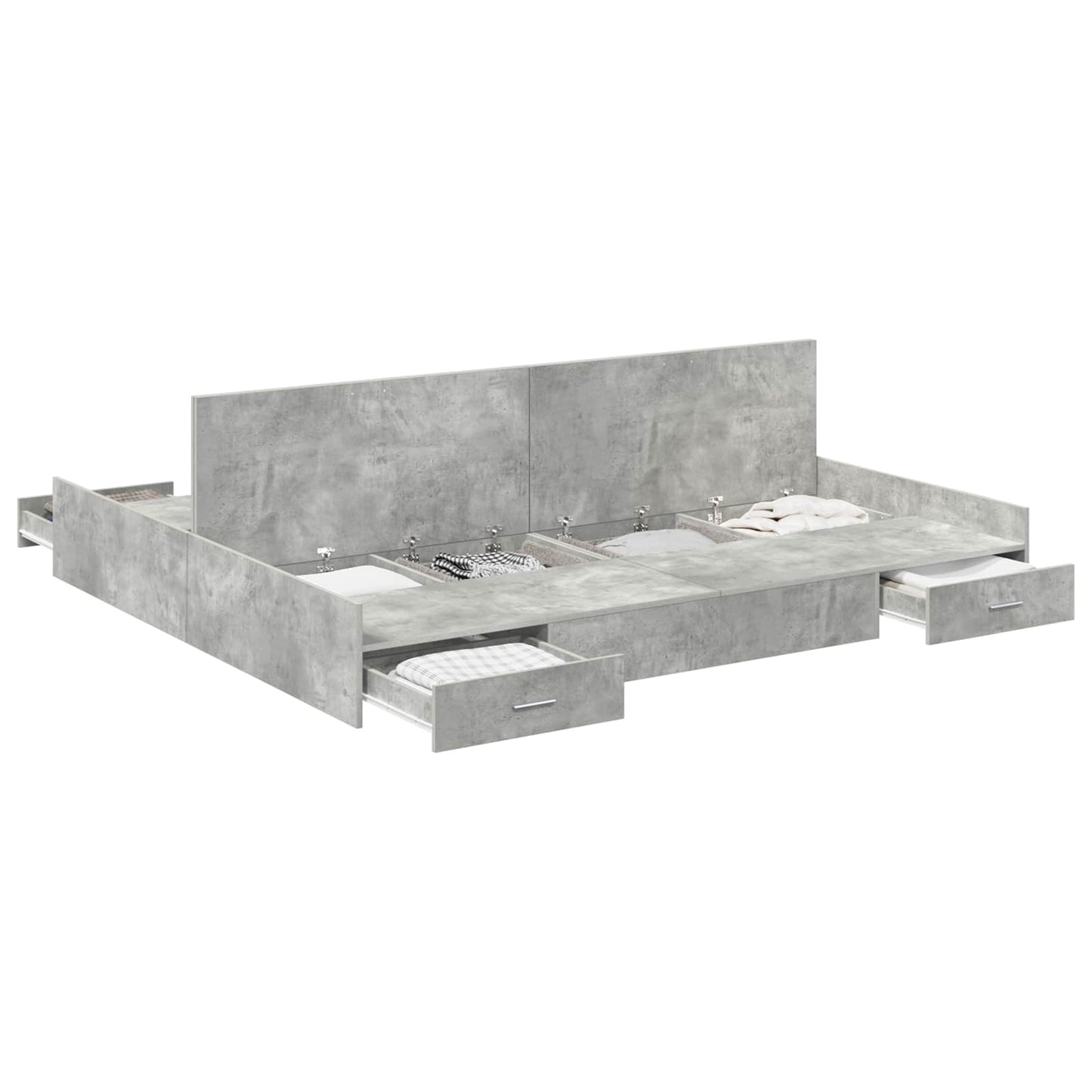 Ágykeret tárolóval fiókkal Beton Szürke 180 x 200 cm Szerelt Fa