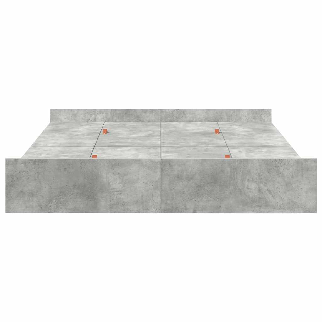 Ágykeret tárolóval fiókkal Beton Szürke 150 x 200 cm Szerelt Fa
