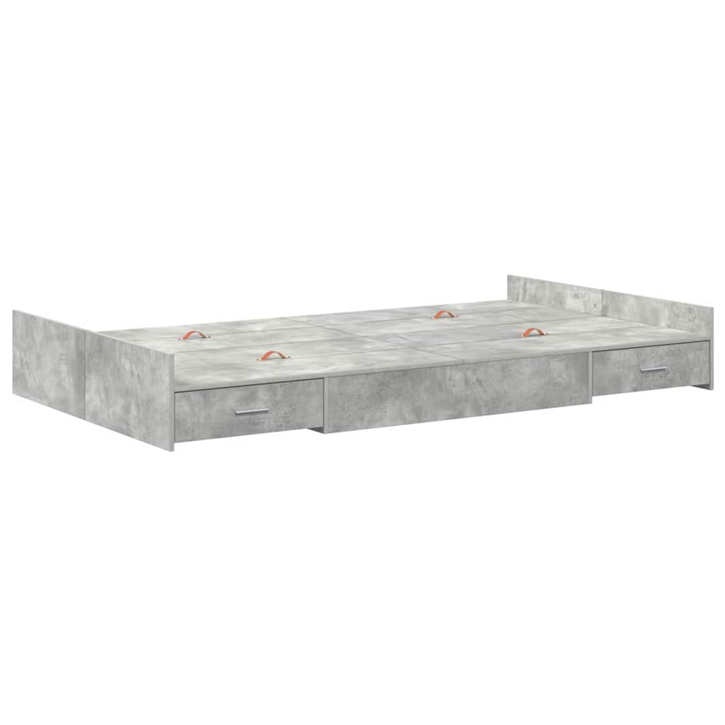 Ágykeret tárolóval fiókkal Beton Szürke 120 x 200 cm Szerelt Fa