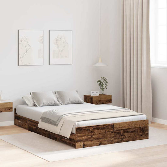 Ágykeret tárolóval fejtámlával Öreg fa 120 x 200 cm Faanyag