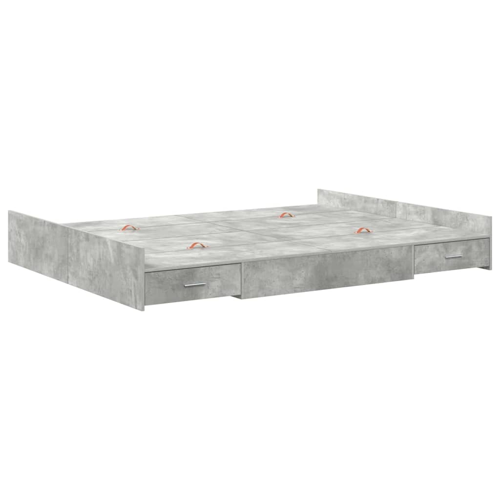 Ágykeret tárolóval fiókkal Beton Szürke 140 x 190 cm Szerelt Fa