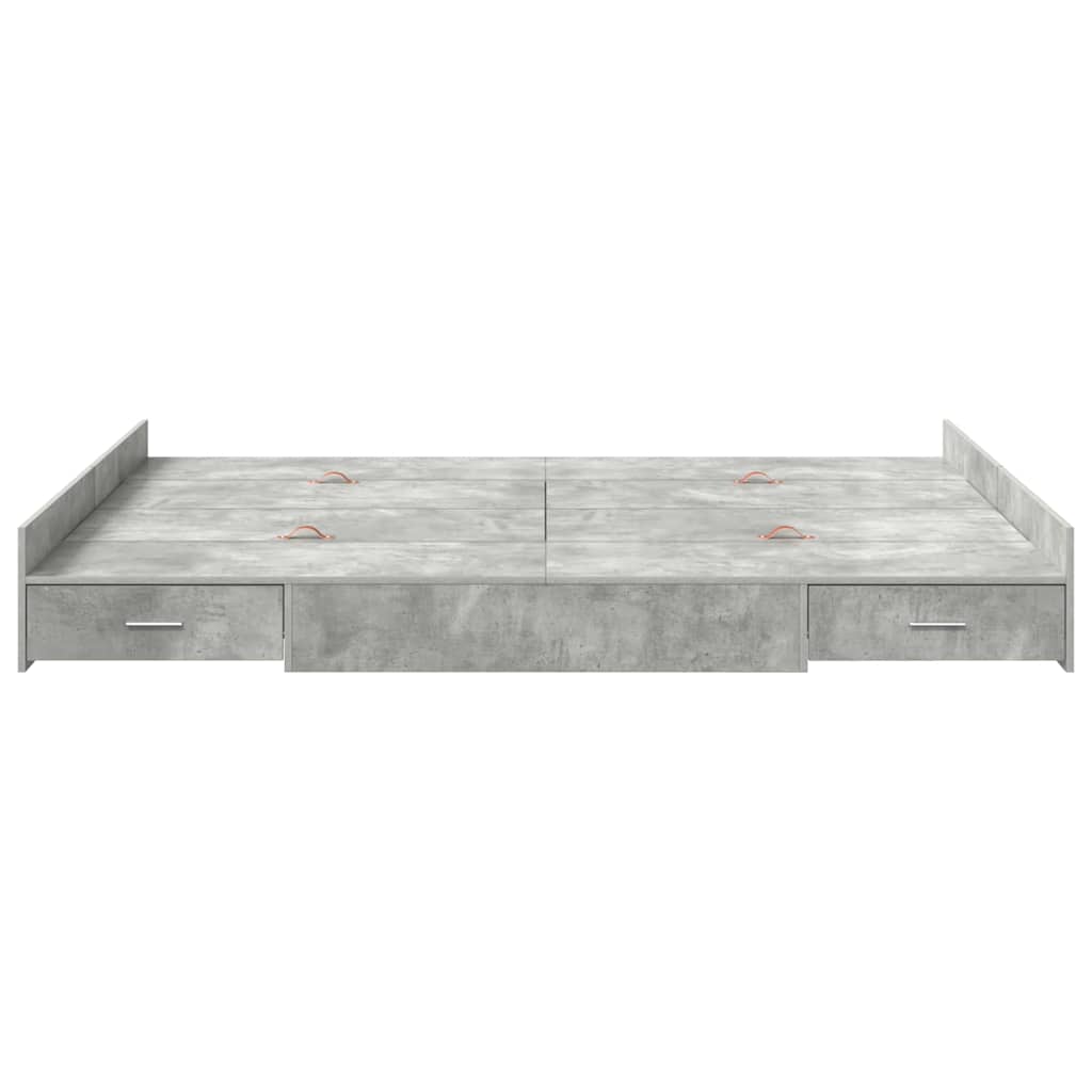 Ágykeret tárolóval fiókkal Beton Szürke 140 x 190 cm Szerelt Fa