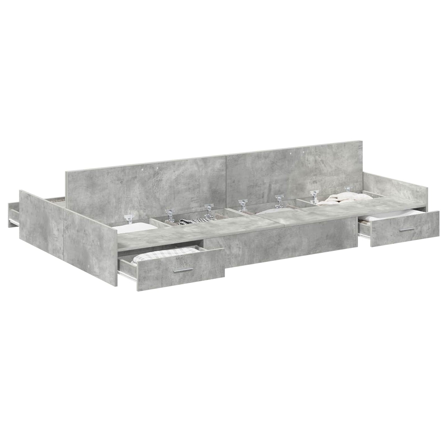 Ágykeret tárolóval fiókkal Beton Szürke 120 x 190 cm Szerelt Fa