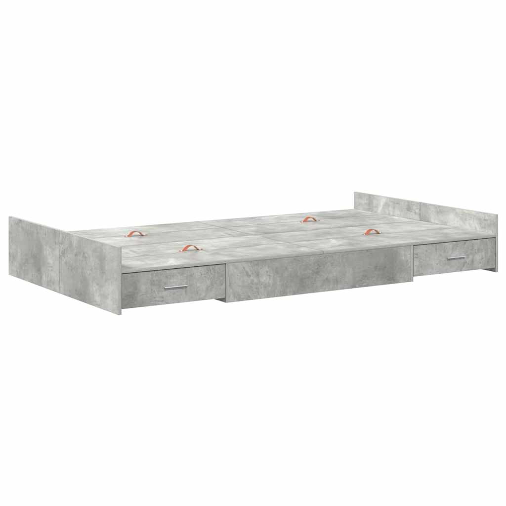 Ágykeret tárolóval fiókkal Beton Szürke 120 x 190 cm Szerelt Fa
