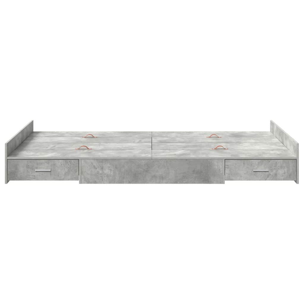 Ágykeret tárolóval fiókkal Beton Szürke 120 x 190 cm Szerelt Fa