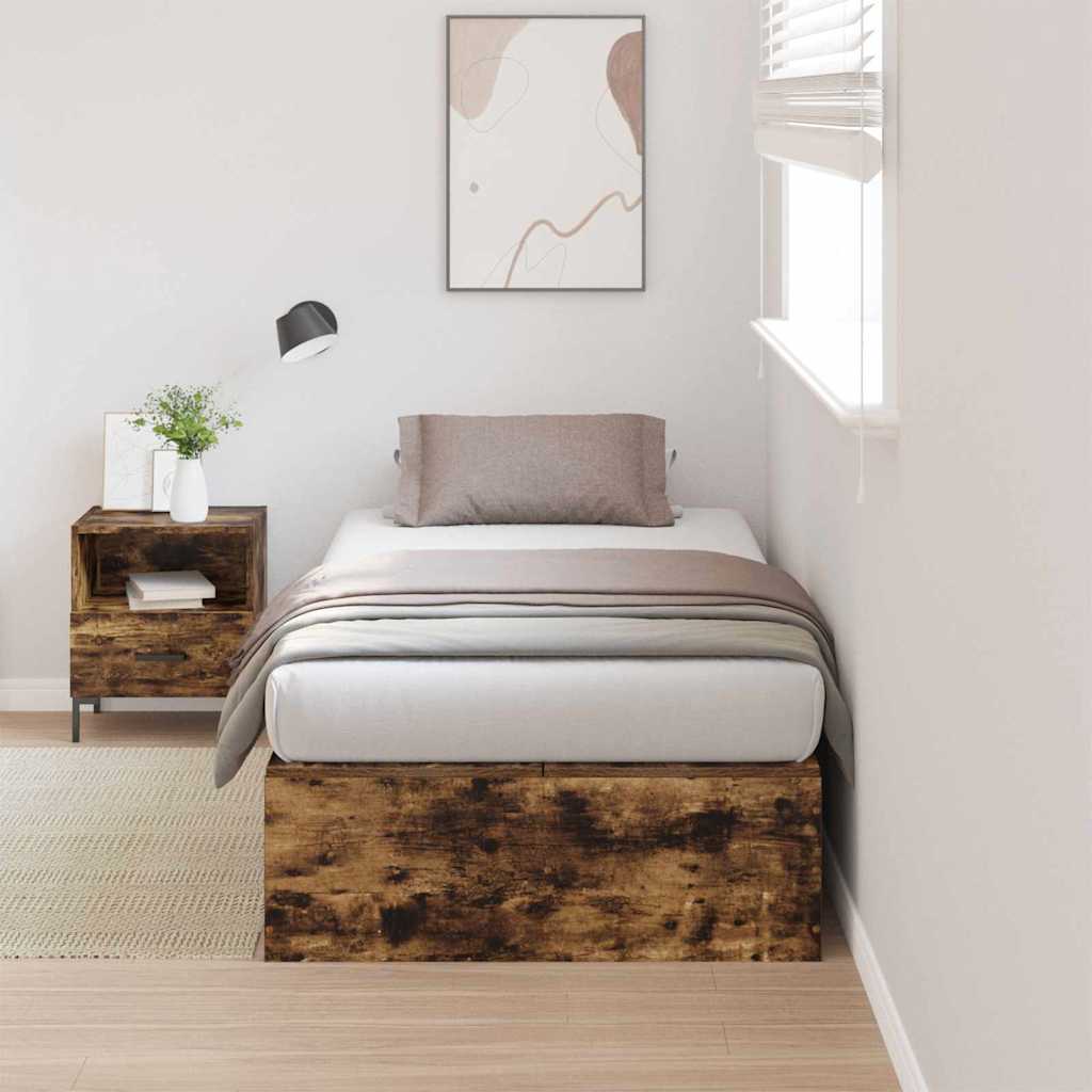 Ágykeret tárolóval ajtóval Füstölt tölgy 80 x 200 cm Szerelt Fa