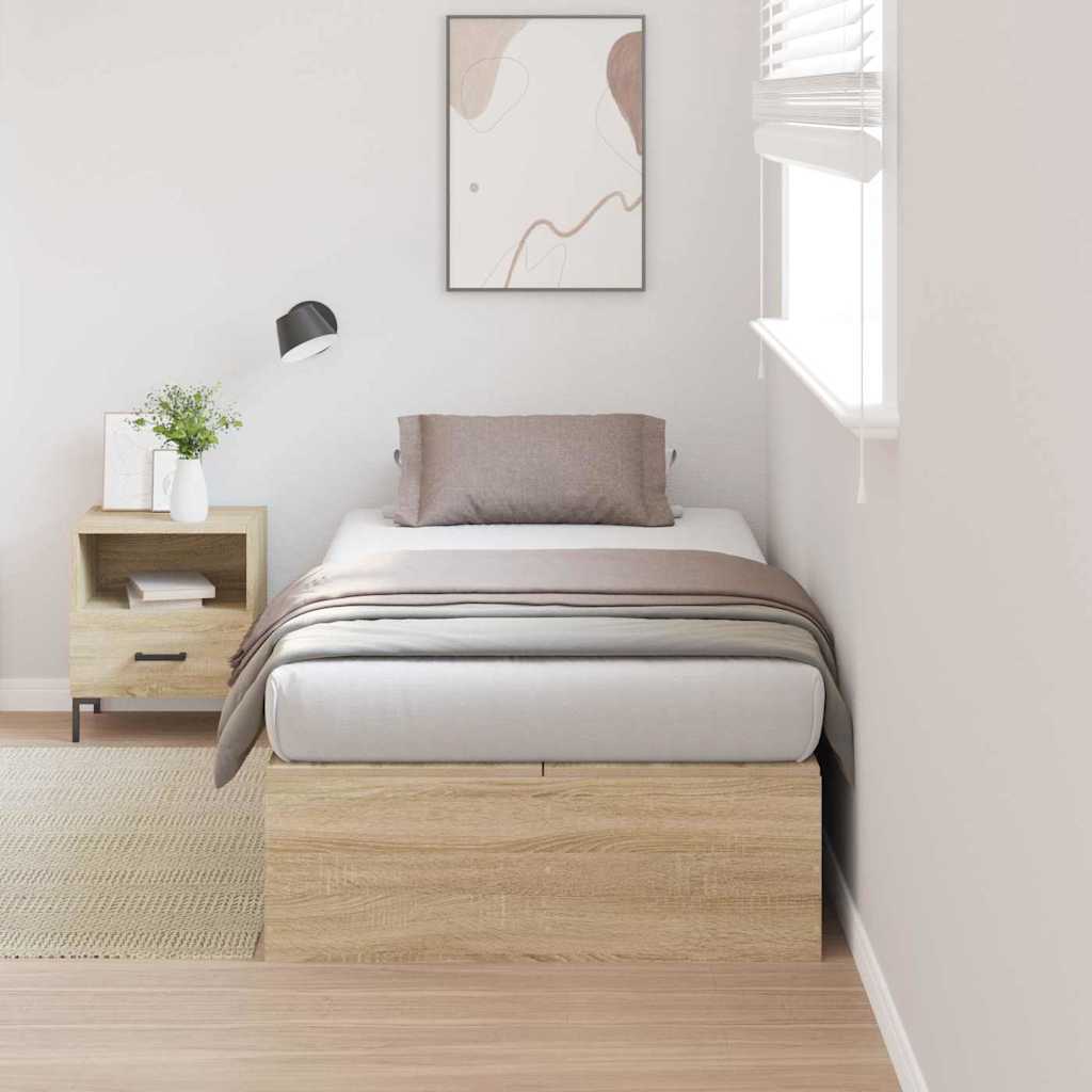 Ágykeret tárolóval ajtóval Sonoma tölgy 90 x 200 cm Szerelt Fa