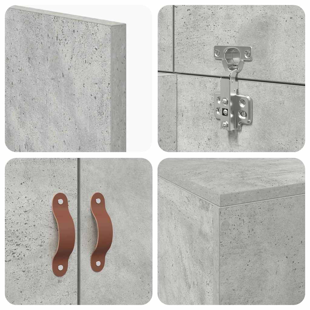 Ágykeret tárolóval ajtóval Beton Szürke 90 x 200 cm Szerelt Fa